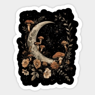 Cute Moon Spring Flowers Mycology Retro Magical Moon Fairycore Sticker